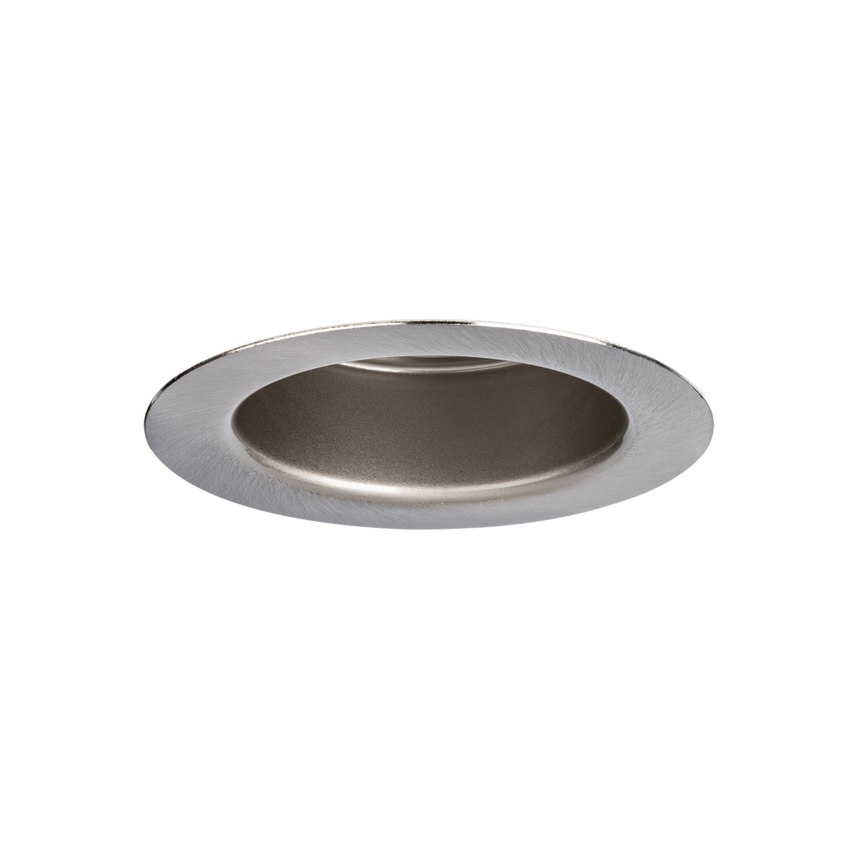 Photograph: Evofire Midi Ultra Slim 85mm Satin Nickel Recessed Fixed Fire Rated Ip65 Downlight With Insulation Guard - 70mm Cut Out - Gu10