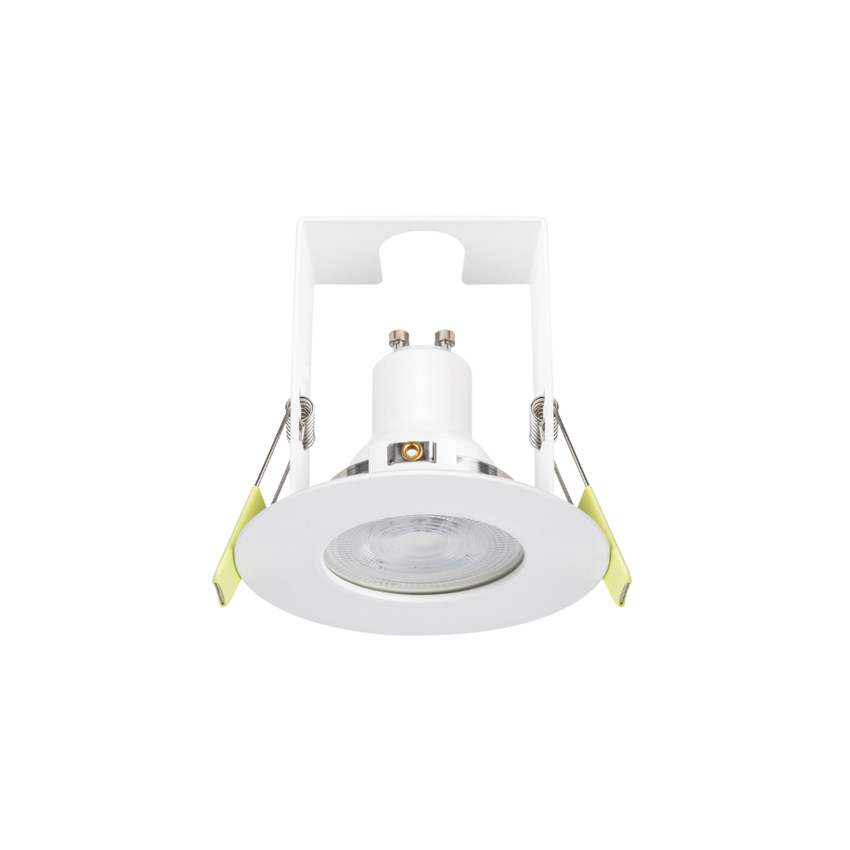 Photograph: Evofire Midi Ultra Slim 85mm White Fixed Fire Rated Ip65 Downlight With Insulation Guard - 70mm Cut Out  - Gu10