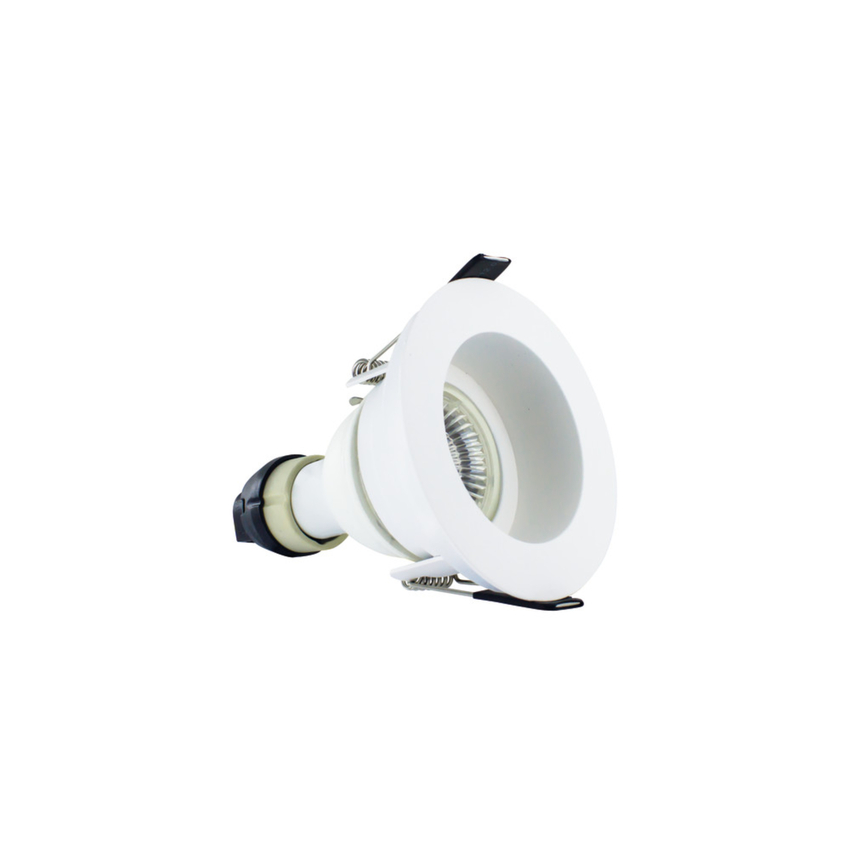 Photograph: Evofire Midi Ultra Slim 85mm White Recessed Fixed Fire Rated Ip65 Downlight - 70mm Cut Out  - Gu10