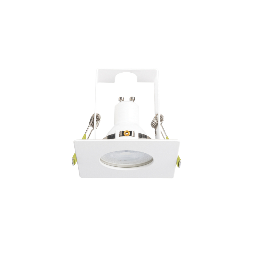 Photograph: Evofire Midi Ultra Slim 85mm White Square Fixed Fire Rated Ip65 Downlight With Insulation Guard - 70mm Cut Out  - Gu10