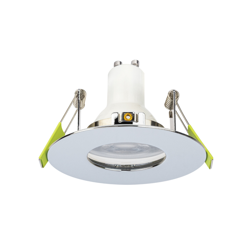 Photograph: Evofire Midi Ultra Slim 92mm Polished Chrome Fixed Fire Rated Ip65 Downlight - 70-85mm Cut Out  - Gu10