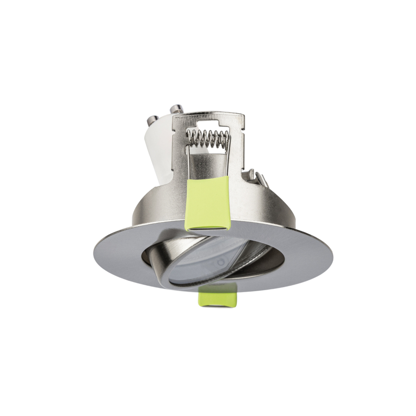 Photograph: Evofire Midi Ultra Slim 92mm Satin Nickel Round Tiltable Fire Rated Ip20 Downlight - 70-85mm Cut Out  - Gu10