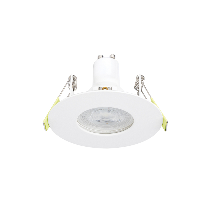 Photograph: Evofire Midi Ultra Slim 92mm White Round Fixed Fire Rated Ip65 Downlight - 70-85mm Cut Out  - Gu10