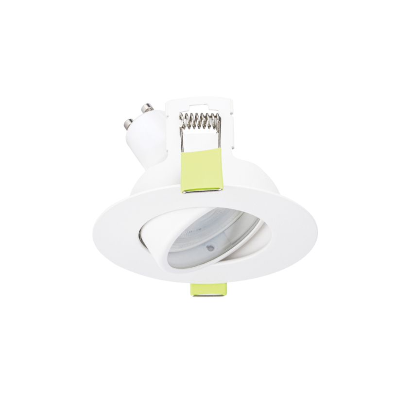 Photograph: Evofire Midi Ultra Slim 92mm White Round Tiltable Fire Rated Ip20 Downlight - 70-85mm Cut Out  - Gu10
