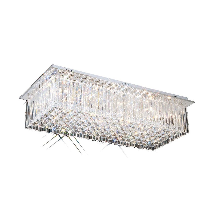 Photograph: Francesca Extra Large Polished Chrome 10 Light Rectangular Flush Crystal Ceiling Light