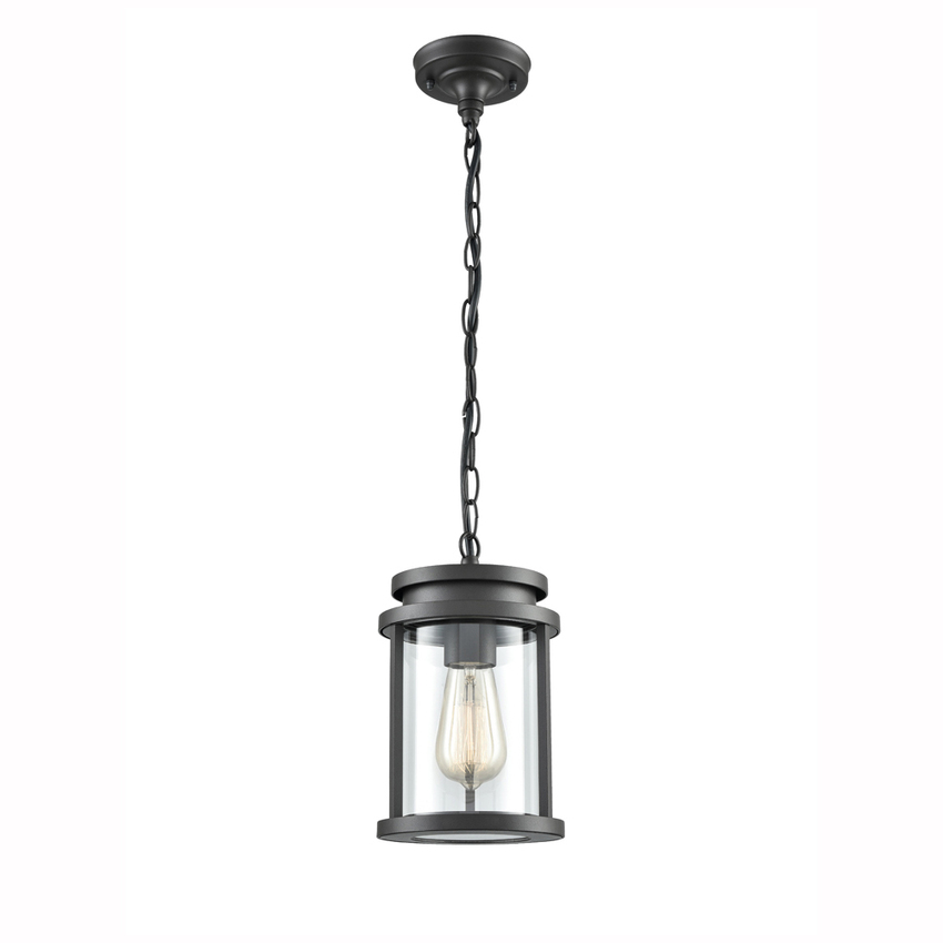 Photograph: Franklite Alfresco Charcoal Exterior Pendant Light Complete With Clear Glass - IP44