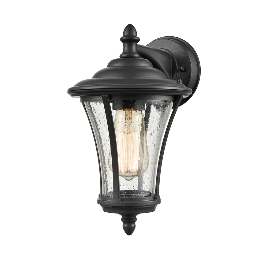 Photograph: Franklite Alfresco Downward Facing Exterior Wall Light In Charcoal Finish Complete With Raindrop Effect Glass - IP44