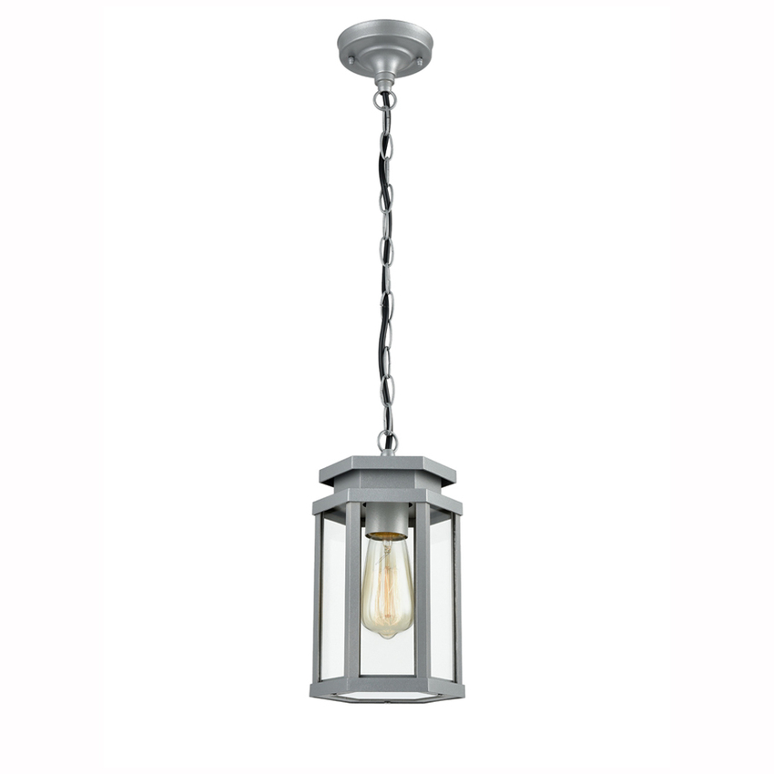 Photograph: Franklite Alfresco Silver Grey Exterior Pendant Light Complete With Clear Glass - IP44