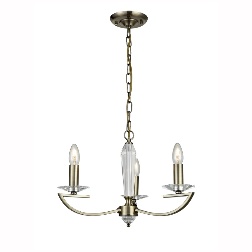 Photograph: Franklite Artemis Bronze 3 Light Chandelier Complete With Crystal Sconces