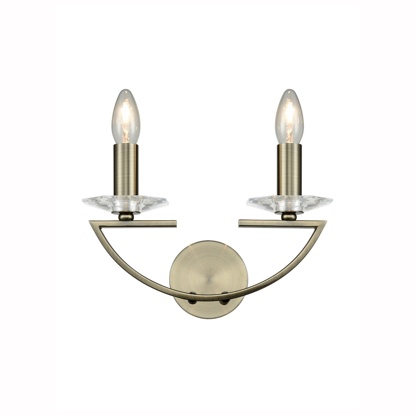 Photograph: Franklite Artemis Bronze Double Wall Light Complete With Crystal Sconces