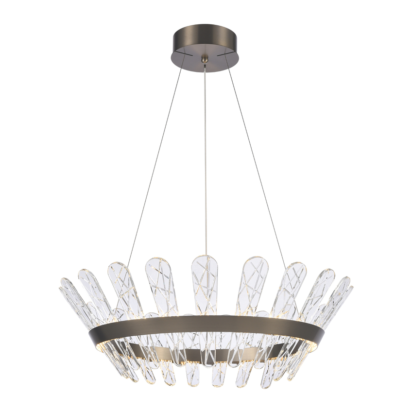 Photograph: Franklite Beatrice 750mm Brushed Bronze Dimmable Led Pendant Light - 3000K