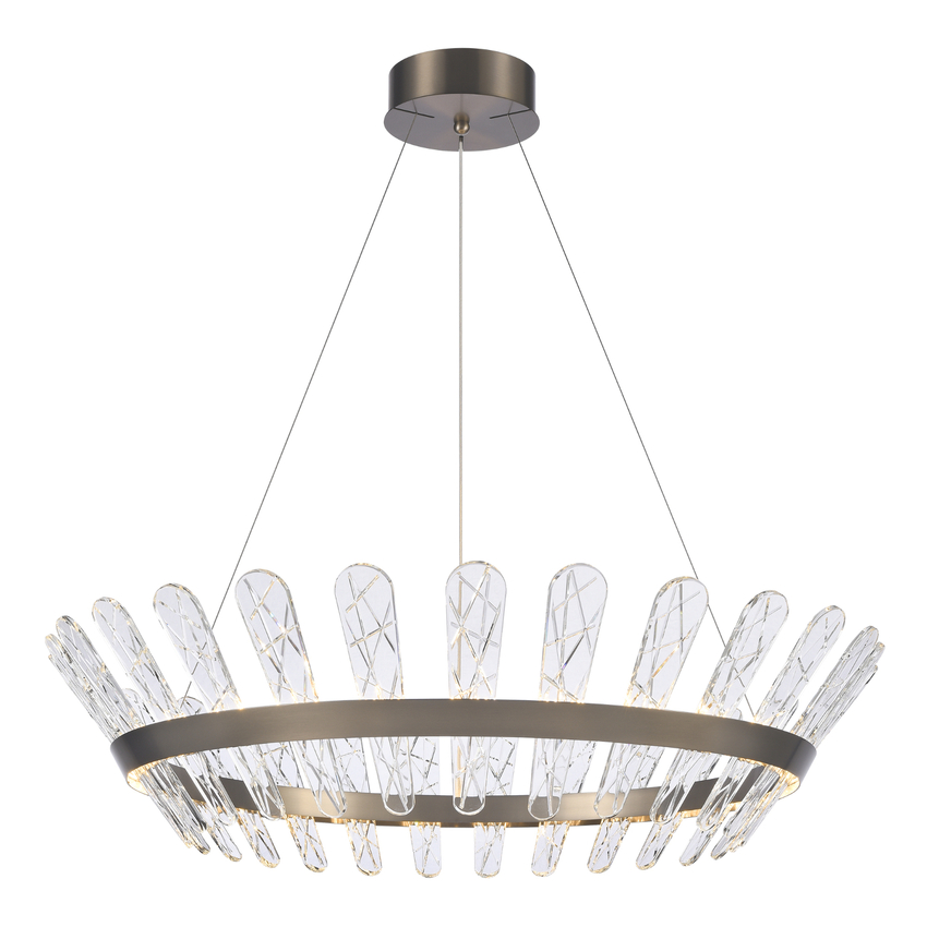 Photograph: Franklite Beatrice 950mm Brushed Bronze Dimmable Led Pendant Light - 3000K