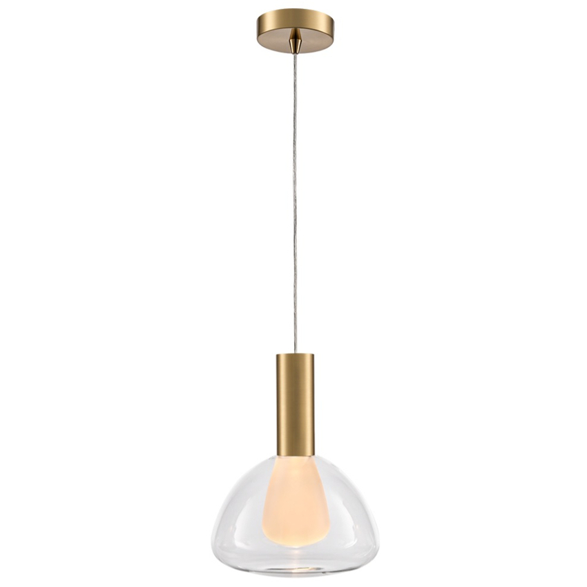 Photograph: Franklite Beau Brushed Brass 1 Light Cluster Pendant Complete With Clear Bowl Glass/Frosted Inner - Bespoke - Assemble On Site