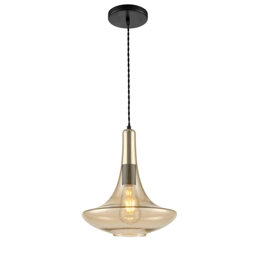 Photograph: Franklite Bordeaux Amber Glass Finish Single Pendant Light
