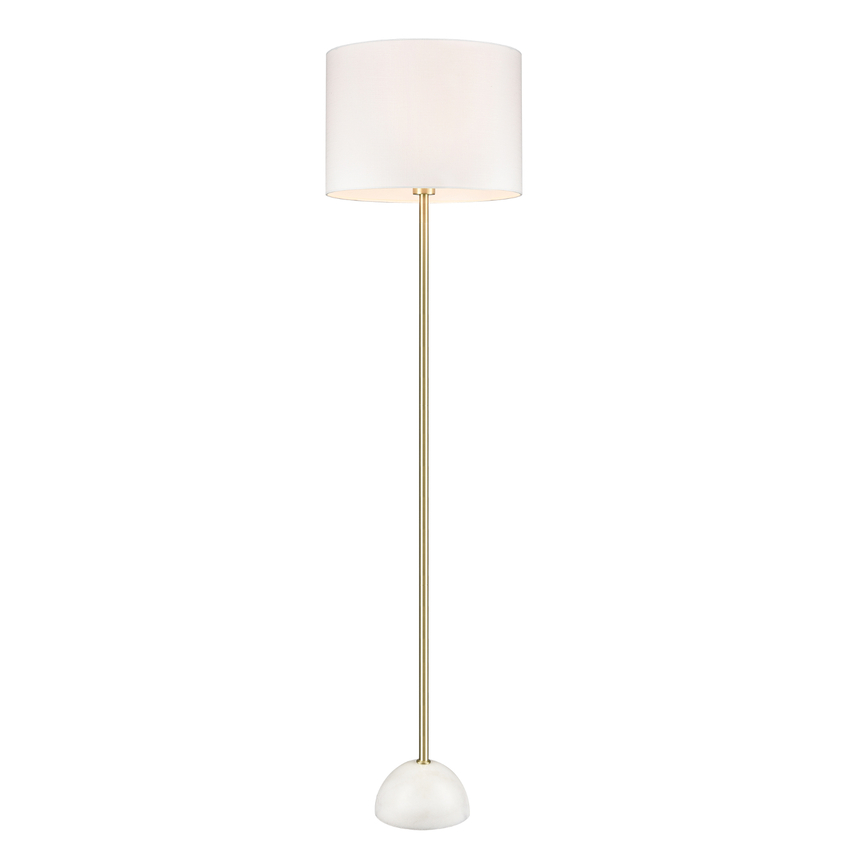 Photograph: Franklite Brooke Satin Brass Floor Lamp Complete WIth A White Marble Base And In-Line Dimmer Switch