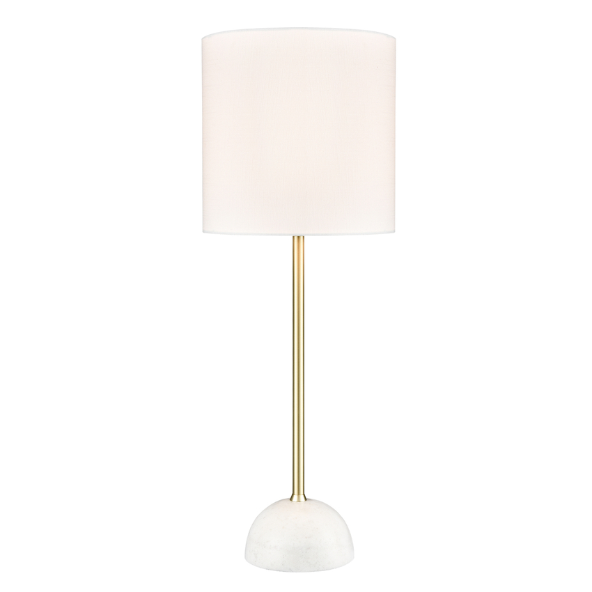 Photograph: Franklite Brooke Satin Brass Table Lamp Complete WIth A White Marble Base And In-Line Dimmer Switch