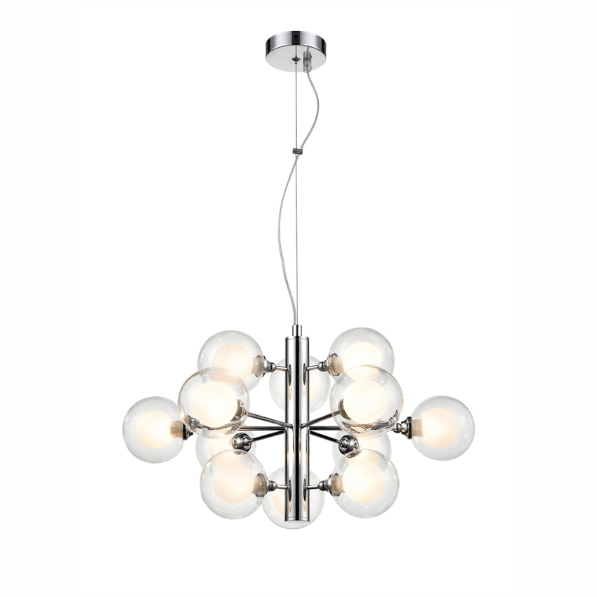 Photograph: Franklite Bubble Polished Chrome 12 Light Pendant Complete With Clear/Frosted Glasses