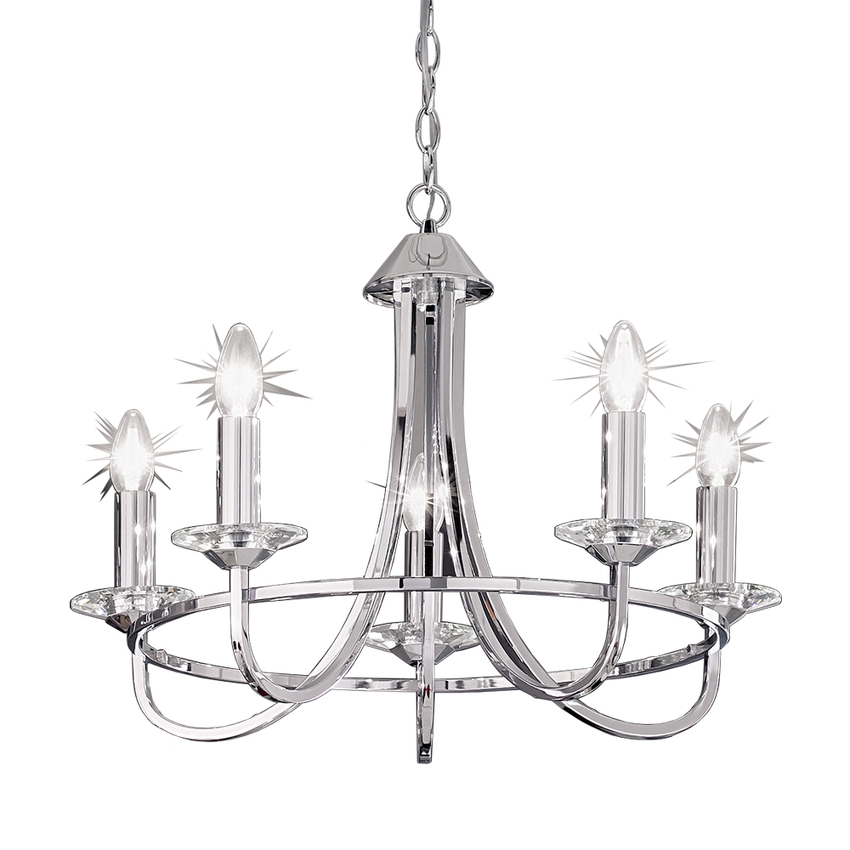 Photograph: Franklite Carousel Polished Chrome 5 Light Chandelier