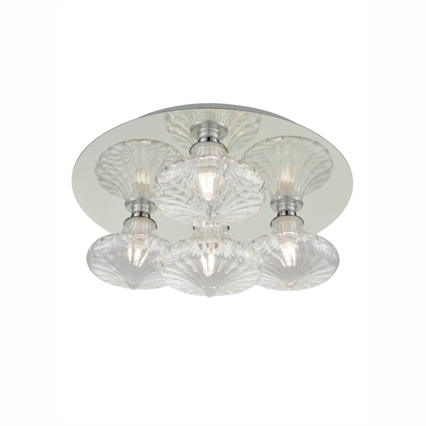 Photograph: Franklite CF5777/989 Flush Polished Chrome Bathroom Ceiling Light Complete With Clear Glasses- IP44