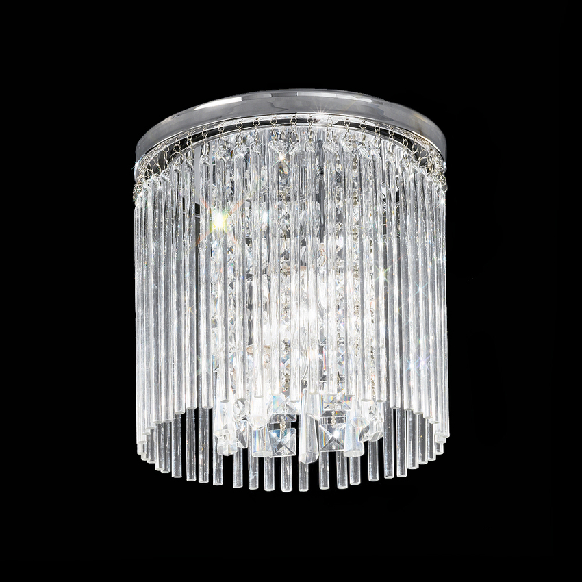 Photograph: Franklite Charisma 250mm Polished Chrome Flush 3 Light Crystal Ceiling Light