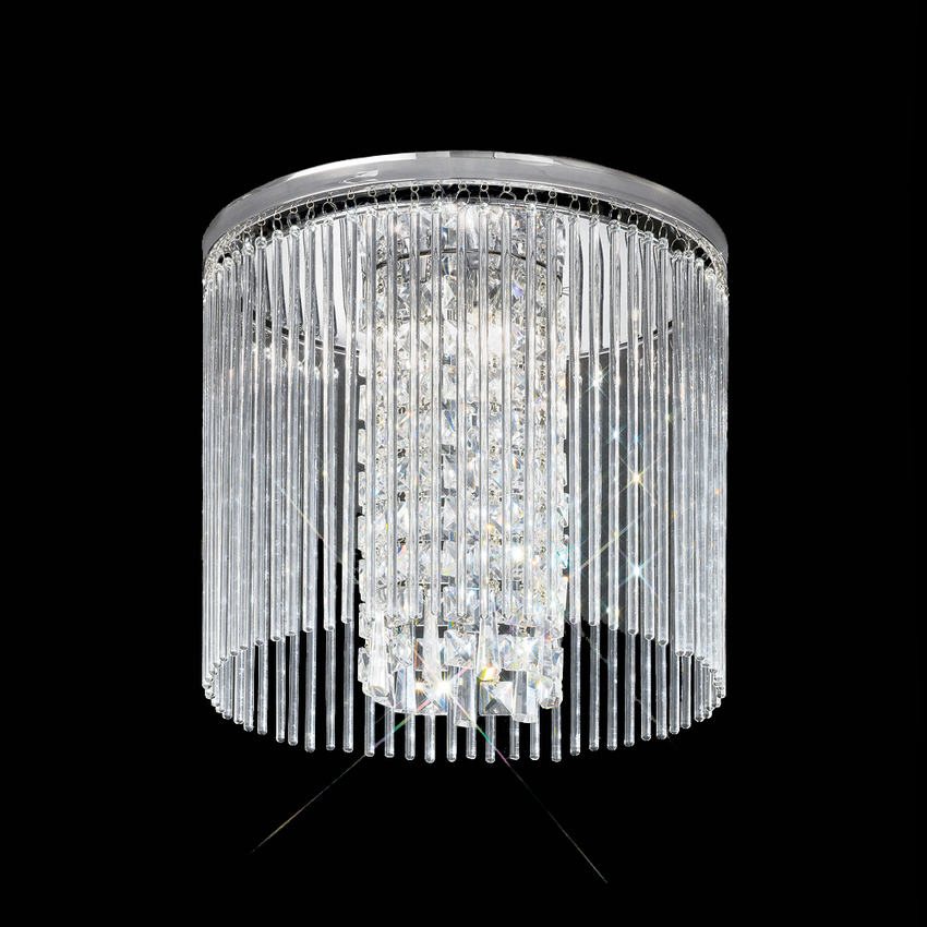 Photograph: Franklite Charisma 350mm Polished Chrome Flush 3 Light Crystal Ceiling Light