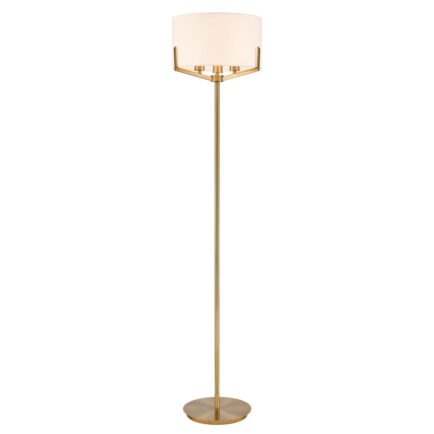 Photograph: Franklite Clifton Floor Standing Lamp In Aged Brass With Cream Fabric Shade