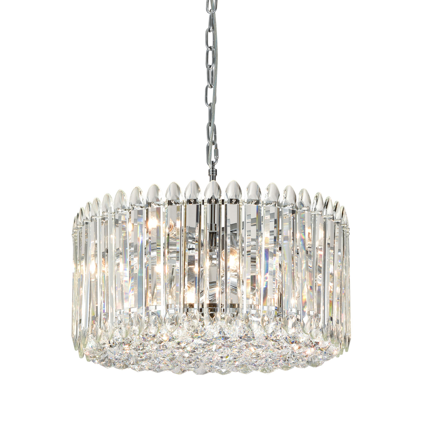 Photograph: Franklite Diva 11 Light Crystal Pendant Light With Chrome Metalwork - 500mm