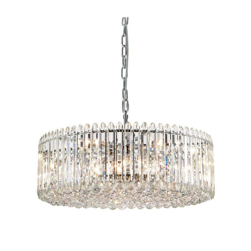 Photograph: Franklite Diva 15 Light Crystal Pendant Light With Chrome Metalwork - 750mm