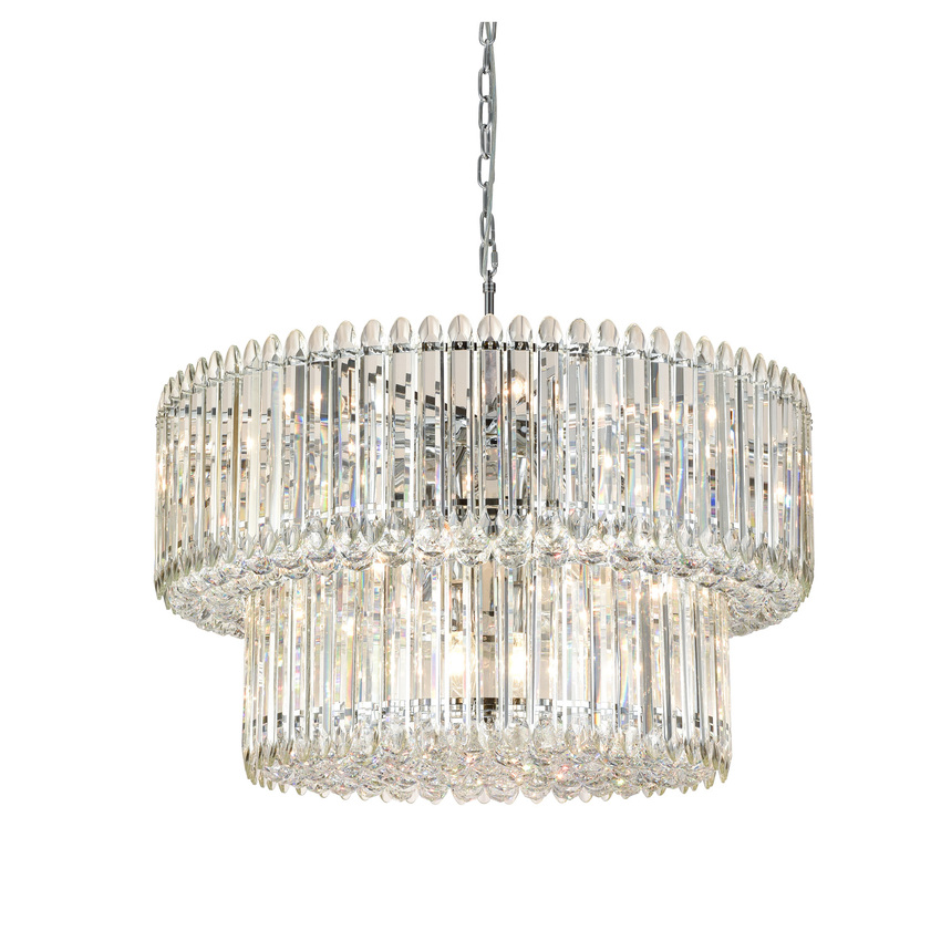 Photograph: Franklite Diva Large 20 Light Crystal Pendant Light With Chrome Metalwork - 1000mm