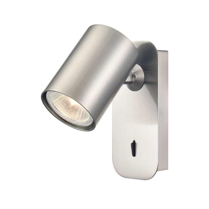 Photograph: Franklite Duet Satin Nickel Adjustable Single Spotlight - Switched