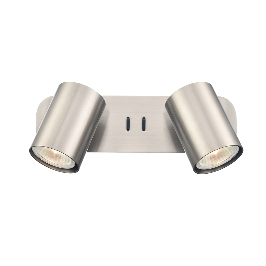 Photograph: Franklite Duet Satin Nickel Adjustable Twin Spotlight - Switched