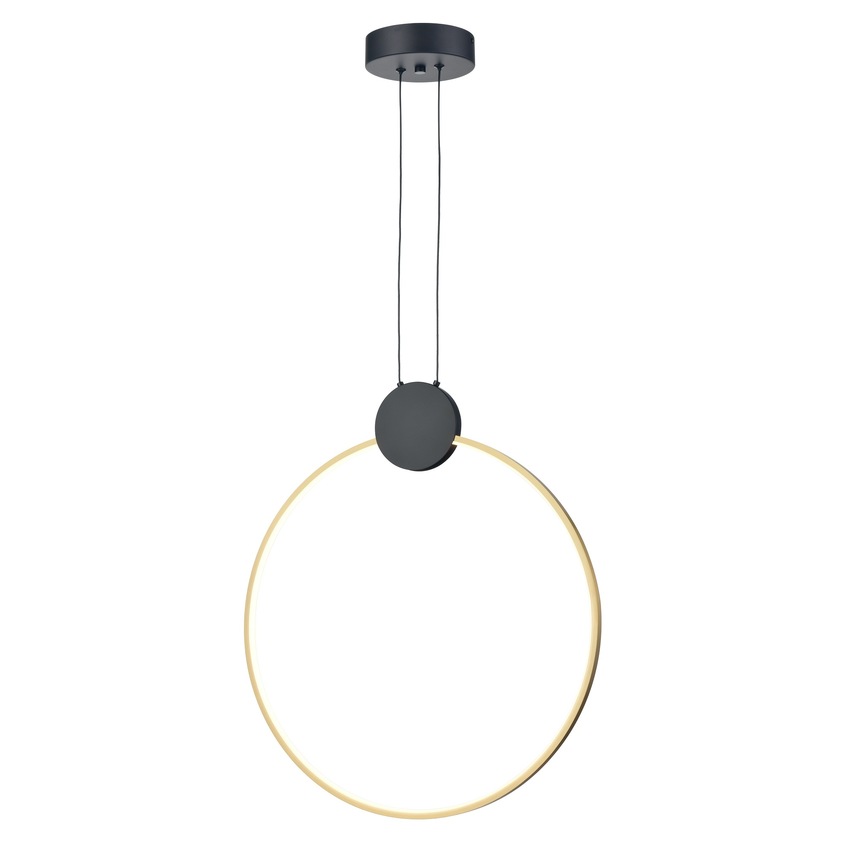 Photograph: Franklite Eclipse Large Hoop Ring Pendant In Matt Black & Gold - 3000K