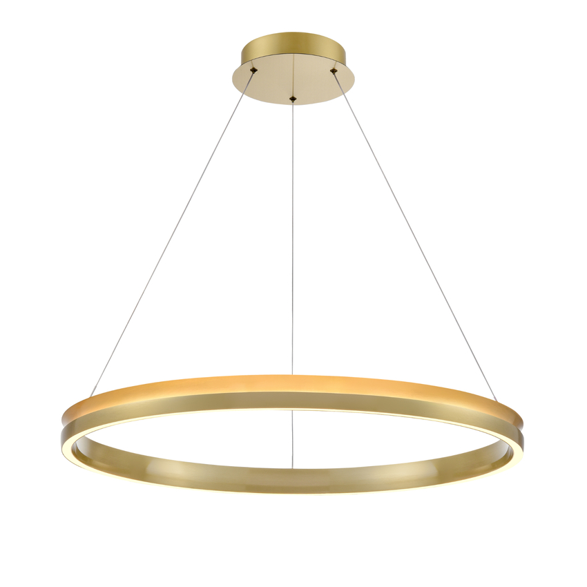 Photograph: Franklite Eternity Satin Brass Dimmable Led Round Ring Light - 800mm - 3000K