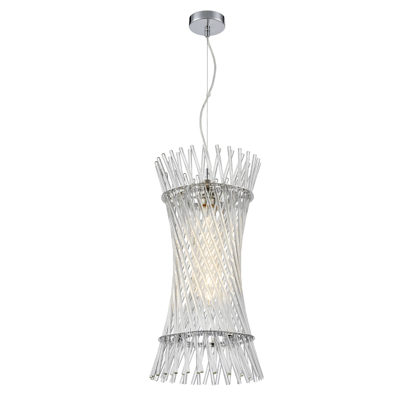 Photograph: Franklite Ethereal Chrome Single pendant With Clear Glass Rods