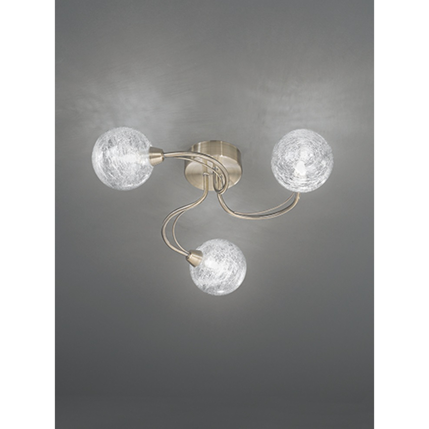 Photograph: Franklite Gyro 3 Light Flush Ceiling Light In Bronze Complete With Clear Glass