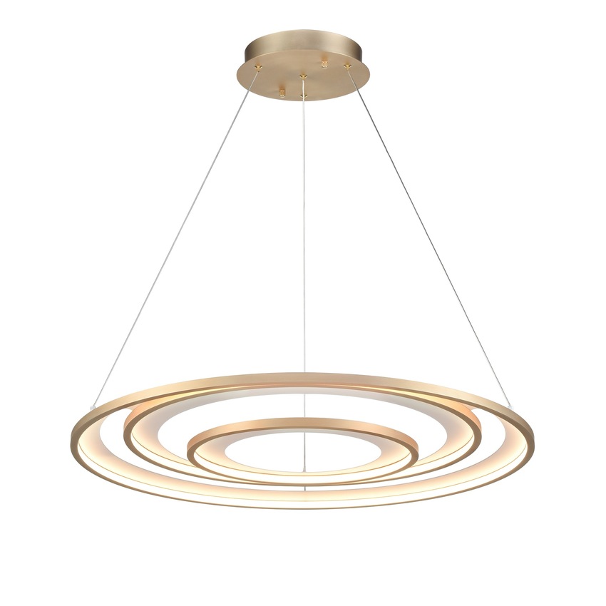 Photograph: Franklite Halo Large Led Multi-Ring Pendant In Matt Gold - 3000K