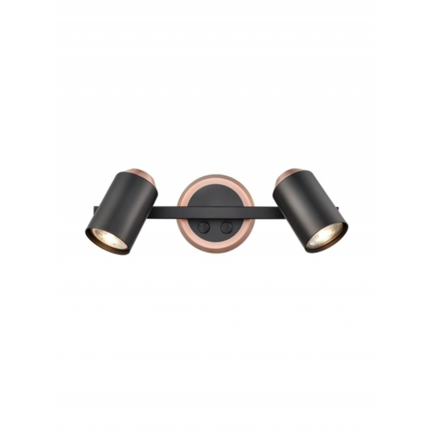 Photograph: Franklite Hollywood Two Tone Matt Black And Copper Adjustable Twin Spotlight - Switched