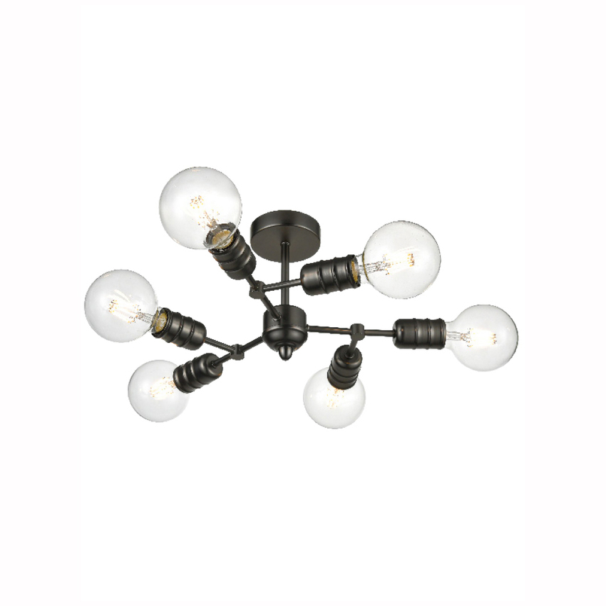 Photograph: Franklite Impact Gunmetal Flush 6 Light Ceiling Light