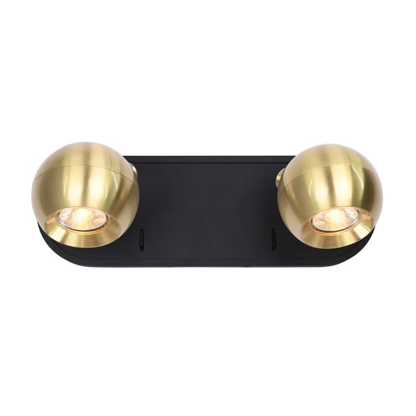 Photograph: Franklite Lens Double Adjustable Spotlight In Matt Black & Aged Brass