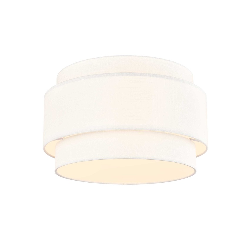 Photograph: Franklite Melissa 4 Light Double Tier Flush Ceiling Light Cream Textured Fabric With Acrylic Diffuser