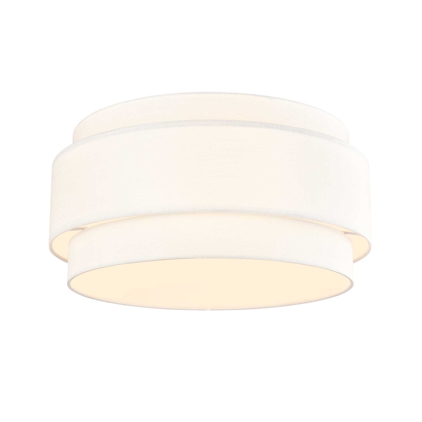 Photograph: Franklite Melissa 6 Light Double Tier Flush Ceiling Light Cream Textured Fabric With Acrylic Diffuser