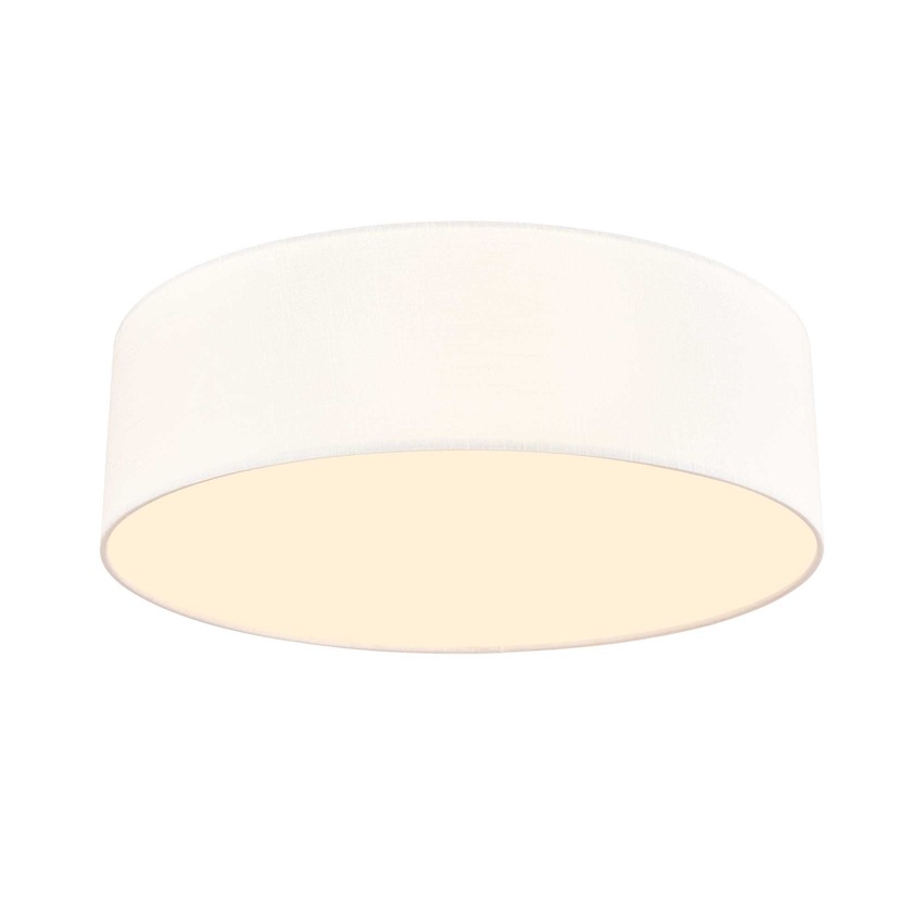 Photograph: Franklite Melissa 6 Light Flush Ceiling Light Cream Textured Fabric With Acrylic Diffuser