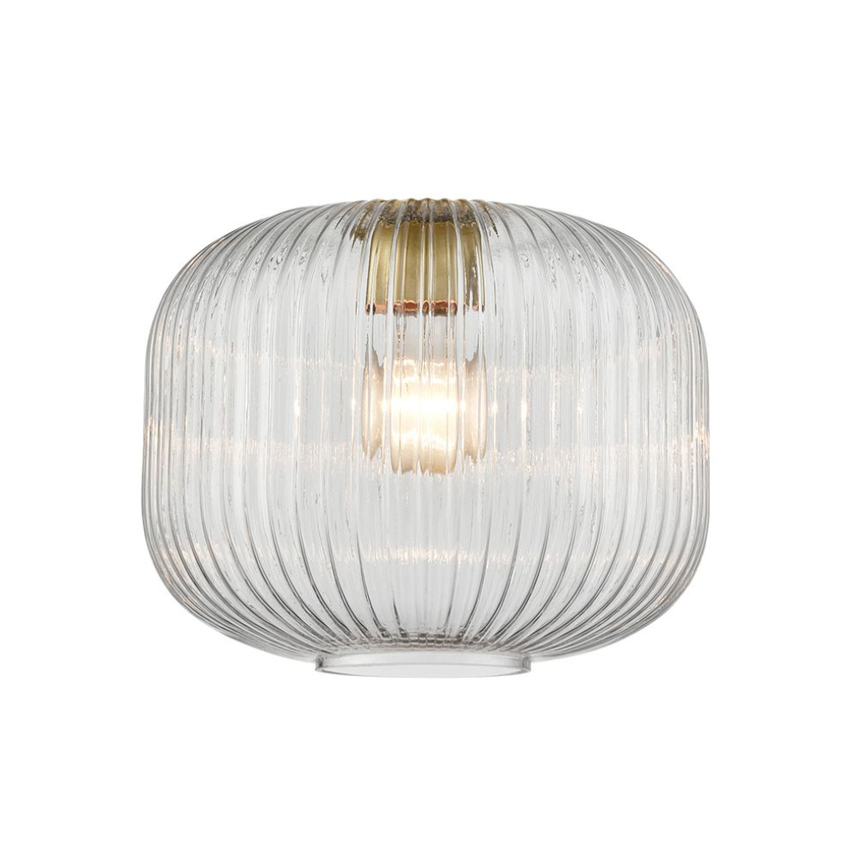 Photograph: Franklite Mezcla 388 Clear Pumpkin Ribbed Glass - 250mm Diameter - Glass Only