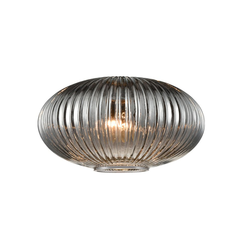 Photograph: Franklite Mezcla 395 Smoked Ribbed Glass - 240mm Diameter - Glass Only