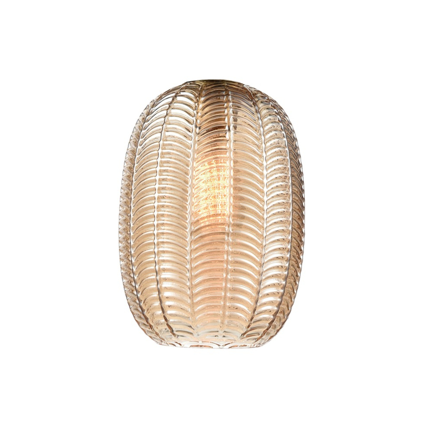 Photograph: Franklite Mezcla 502 Amber Chevron Glass Shade - 180mm Diameter - Glass Only