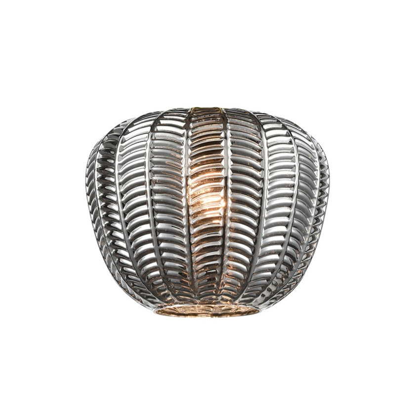 Photograph: Franklite Mezcla 506 Smoked Chevron Glass Shade - 230mm Diameter - Glass Only