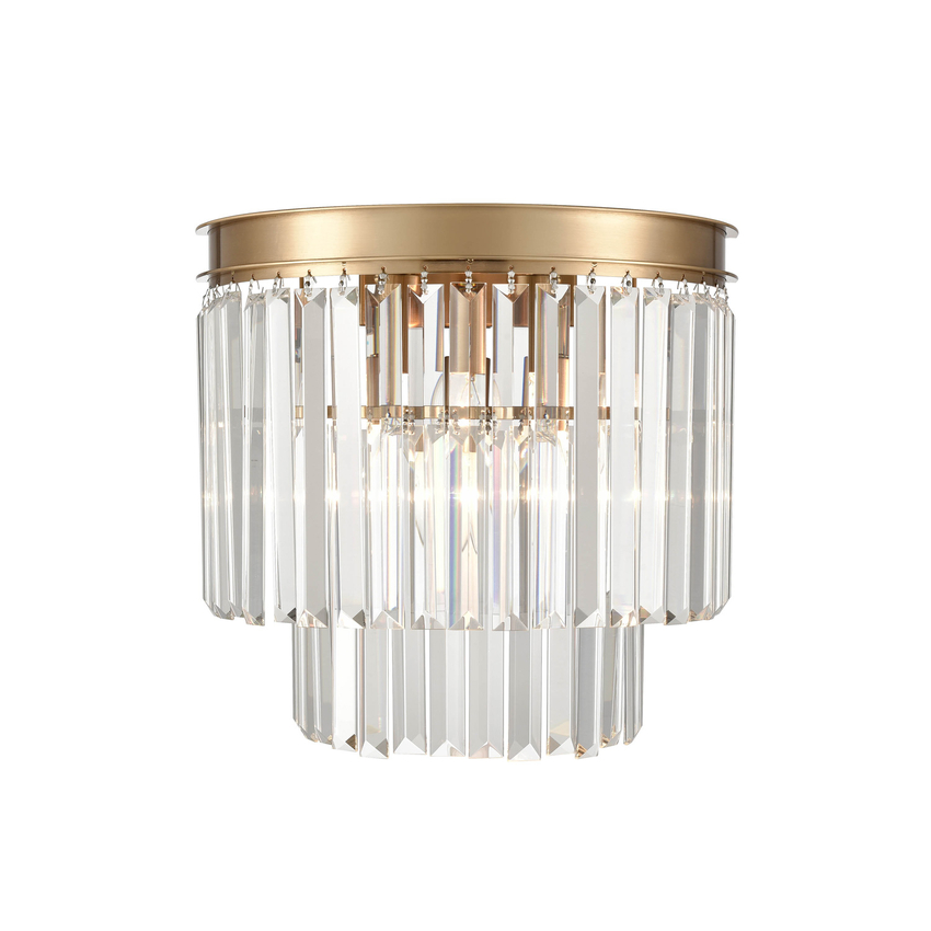 Photograph: Franklite Perdita Aged Brass Crystal Wall Light