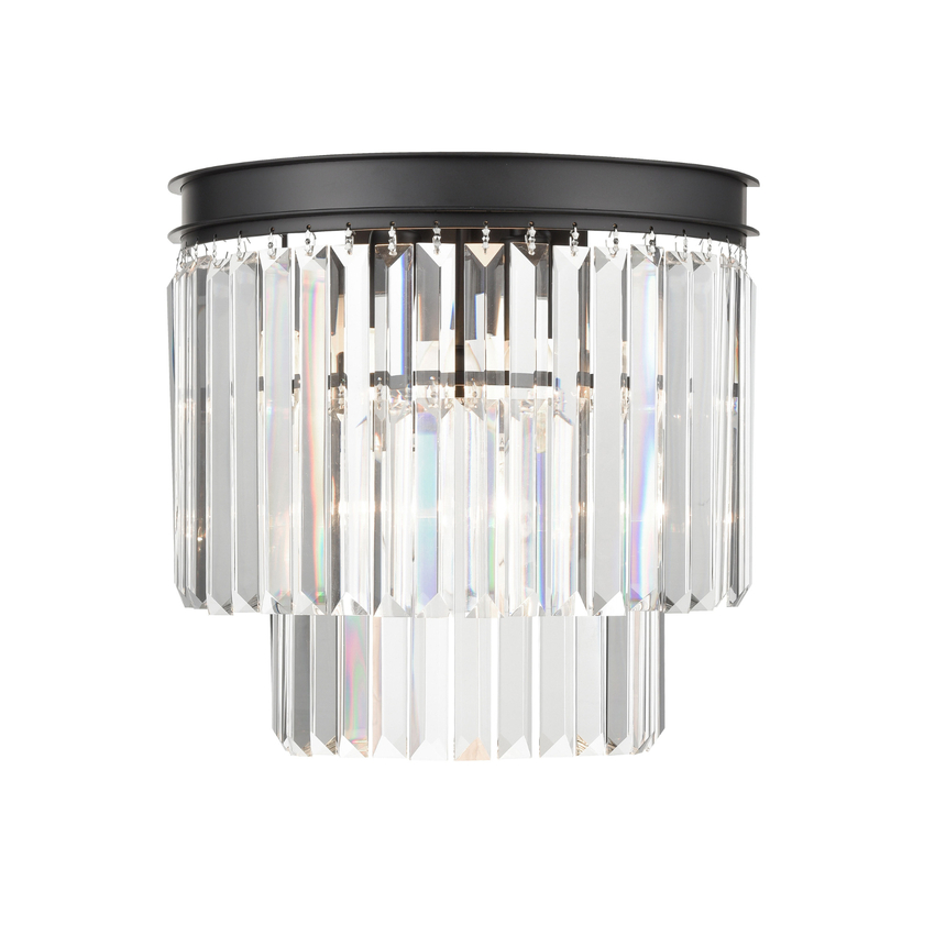 Photograph: Franklite Perdita Matt Black Crystal Wall Light