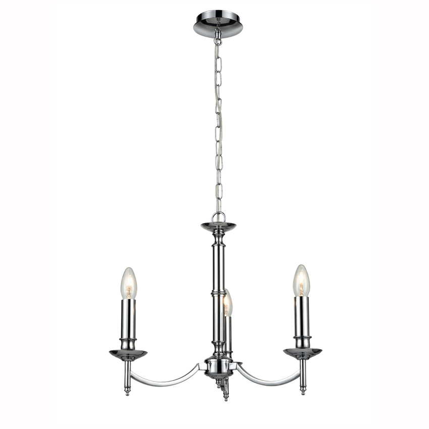 Photograph: Franklite Petrushka Polished Chrome 3 Light Chandelier