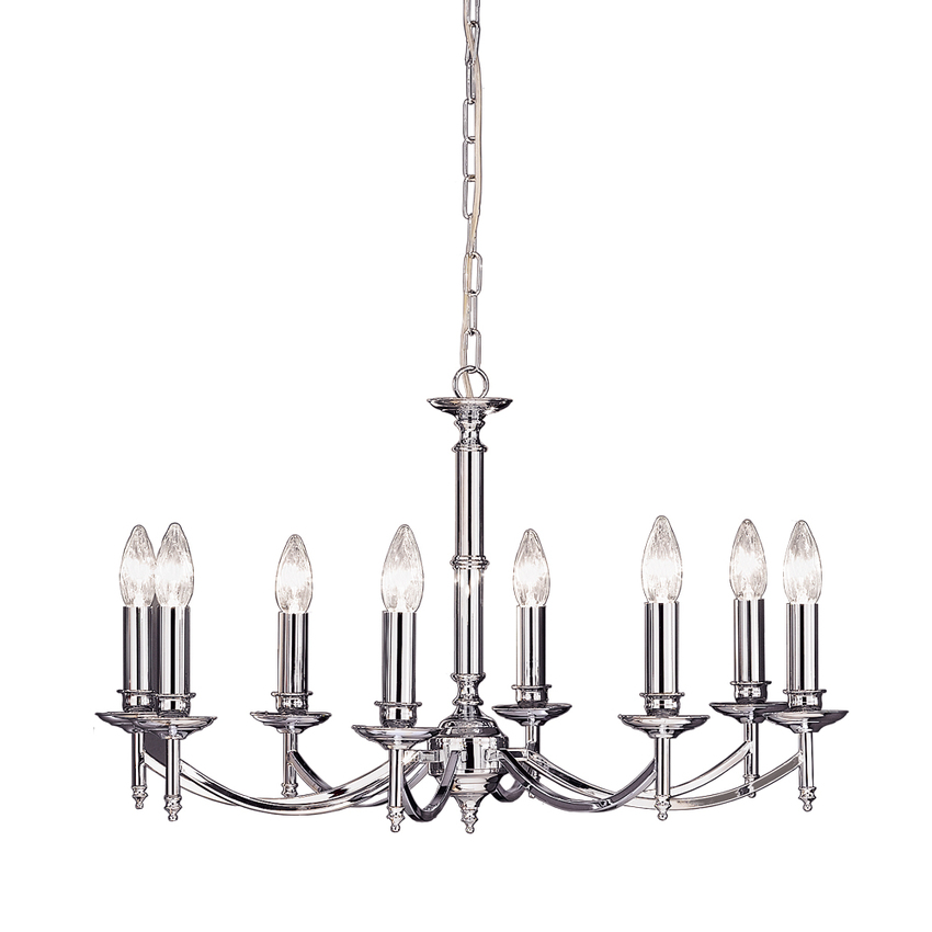 Photograph: Franklite Petrushka Polished Chrome 8 Light Chandelier